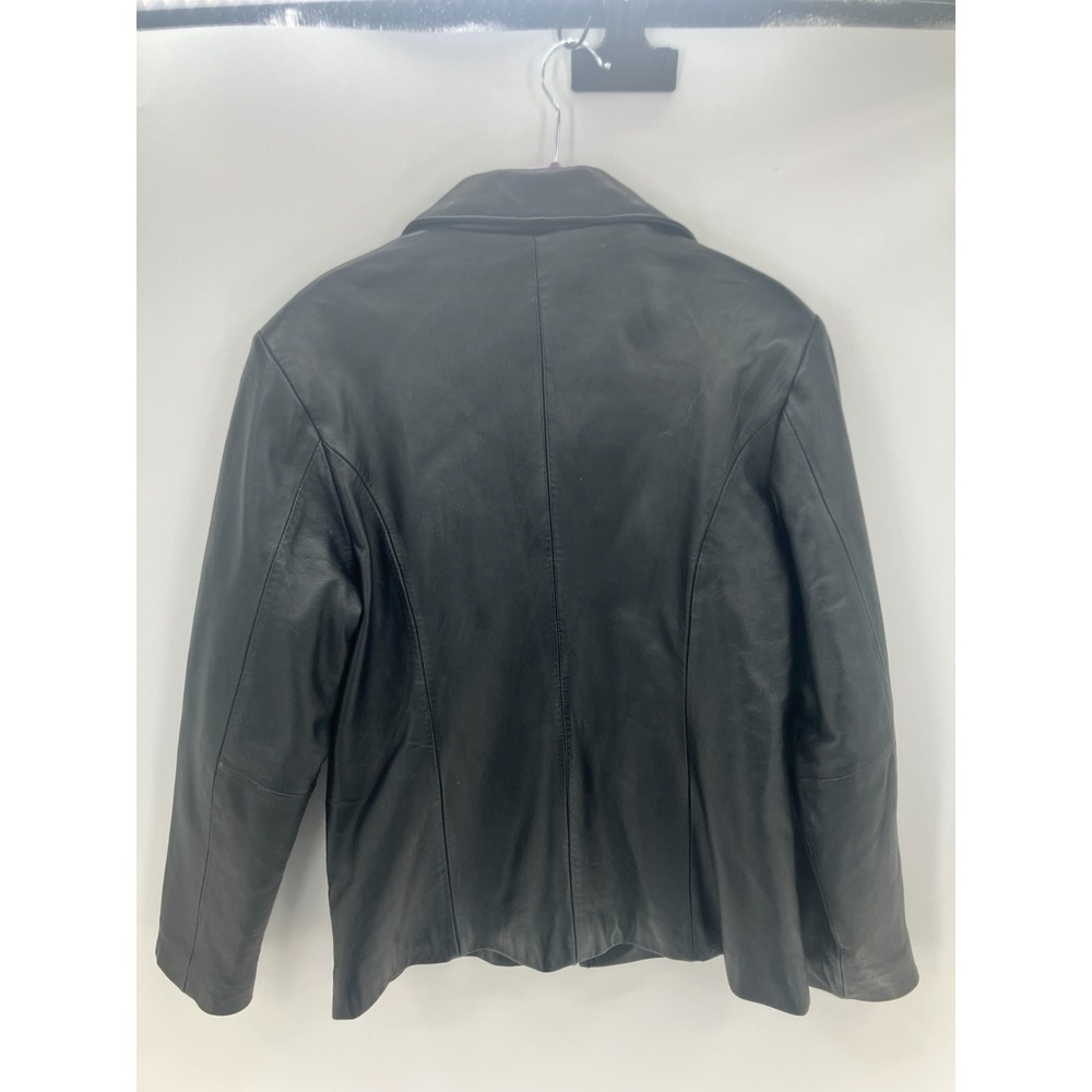 Excelled Jacket Womens M Black Leather Quilted Lined Classic Collared Full Zip
